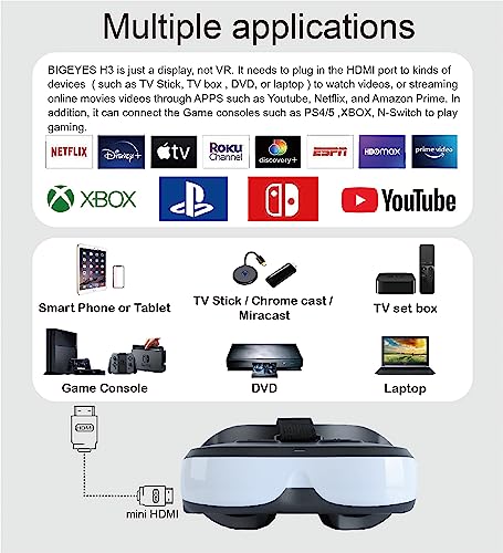 Bigeyes H3 Portable Mobile Cinema Video Glasses