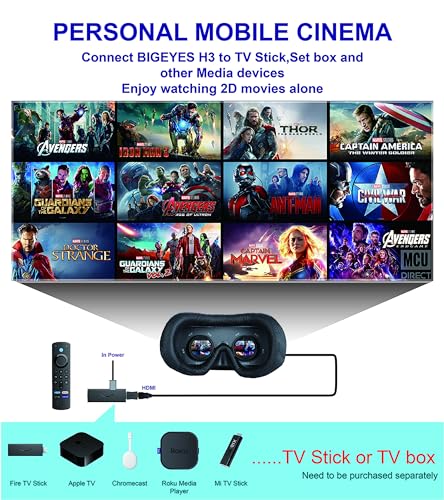 Bigeyes H3 Portable Mobile Cinema Video Glasses