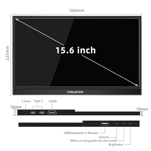 Thinlerain 15.6" FHD Portable Touchscreen Monitor