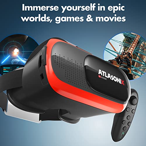 Phone-Compatible VR Headset with Controller for Gaming