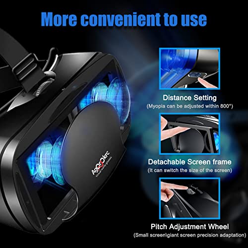 Adjustable 3D VR Headset with Controller for Phones