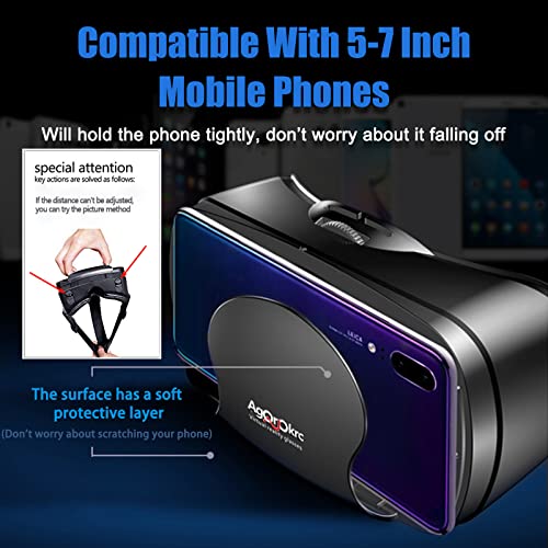 Adjustable 3D VR Headset with Controller for Phones