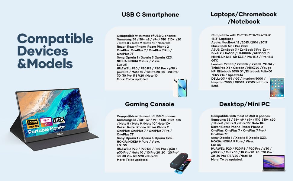 15.6" Touchscreen Portable Monitor for Gaming & Travel