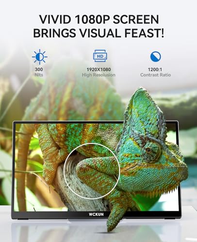 WCKUN 15.6” Touchscreen Portable 1080P Monitor