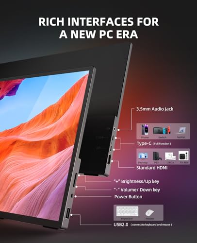 14.1" Touchscreen Portable Monitor with USB-C HDMI