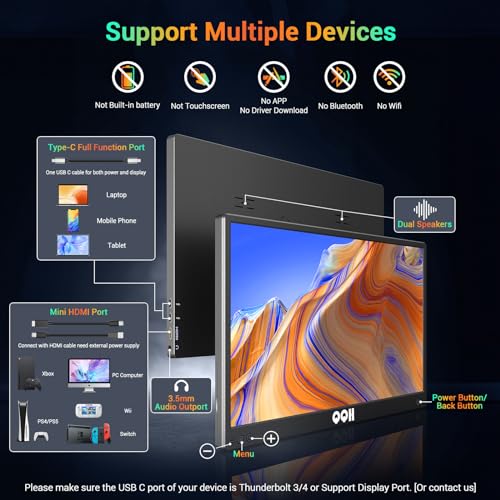 15.6" FHD Portable Monitor for Laptops and Consoles