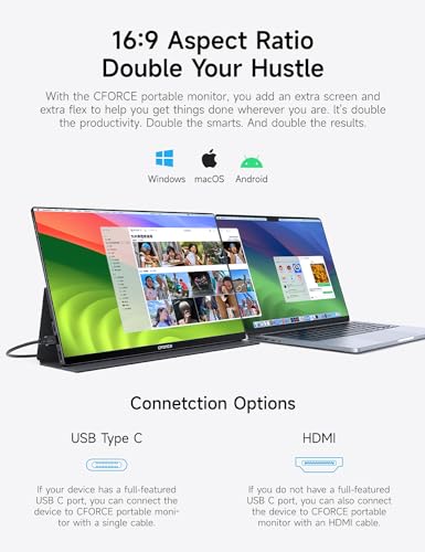 C-Force 15.6" FHD Portable Monitor with Speakers