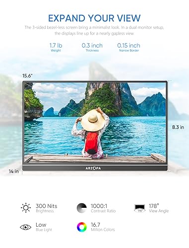 ARZOPA 15.6" FHD Portable Monitor with Smart Cover