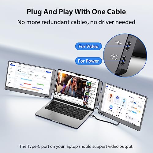 KYY 14" Triple Laptop Screen Extender Monitor