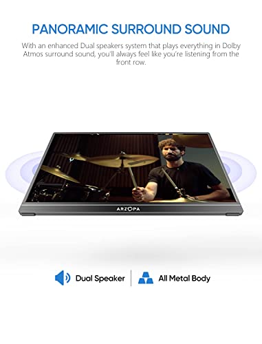 ARZOPA 15.6" FHD Portable Monitor with Smart Cover