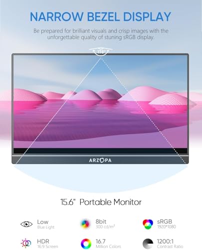 ARZOPA 15.6'' FHD Ultra-Slim Portable Monitor