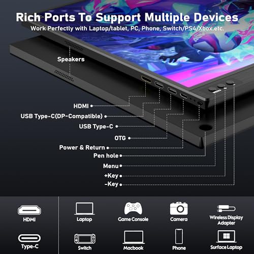 15.6" 1080P Portable Monitor with Speakers