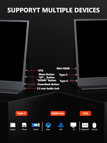 13.3" 4K Portable Monitor with Dual USB-C HDMI