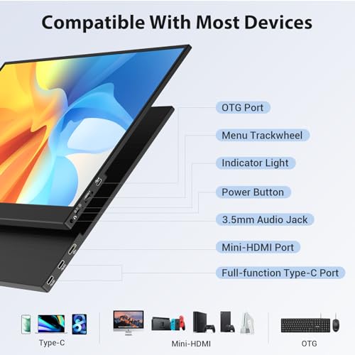 HotYeah 16.1" FHD Portable Monitor with Speakers