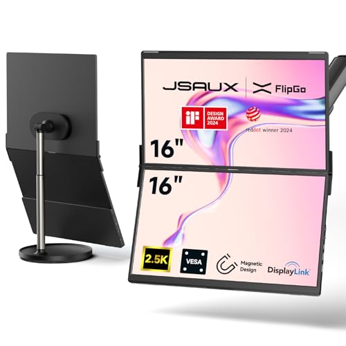 JSAUX FlipGo 16" 2.5K Dual Screen Monitor