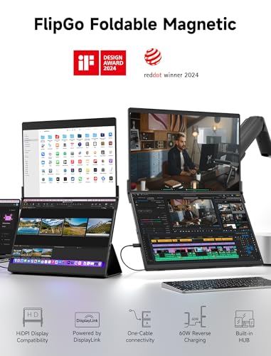 JSAUX FlipGo 16" 2.5K Dual Screen Monitor