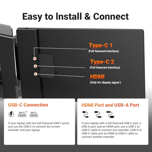 Cevaton 14" FHD Portable Laptop Monitor Extender