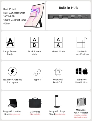 JSAUX FlipGo 16" 2.5K Dual Screen Monitor
