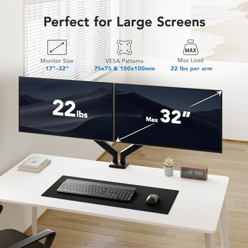 HUANUO Height-Adjustable Dual Monitor Mount System