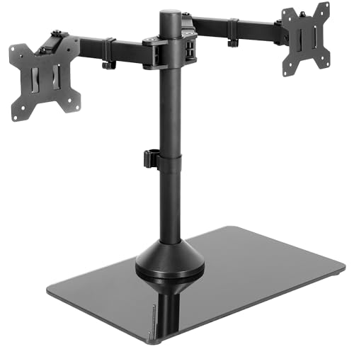 VIVO Dual Monitor Stand with Adjustable Glass Base