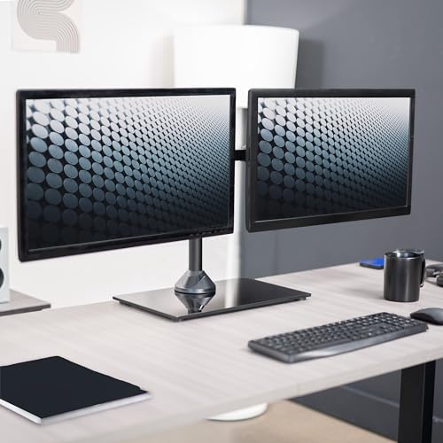 VIVO Dual Monitor Stand with Adjustable Glass Base