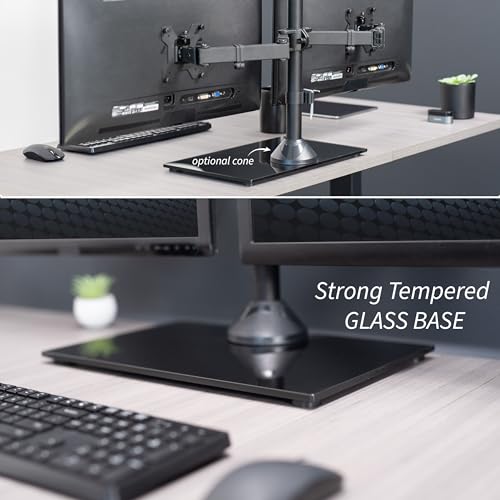 VIVO Dual Monitor Stand with Adjustable Glass Base