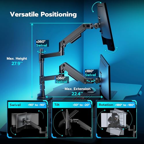 ARES WING Dual Ultrawide Monitor Arm with USB