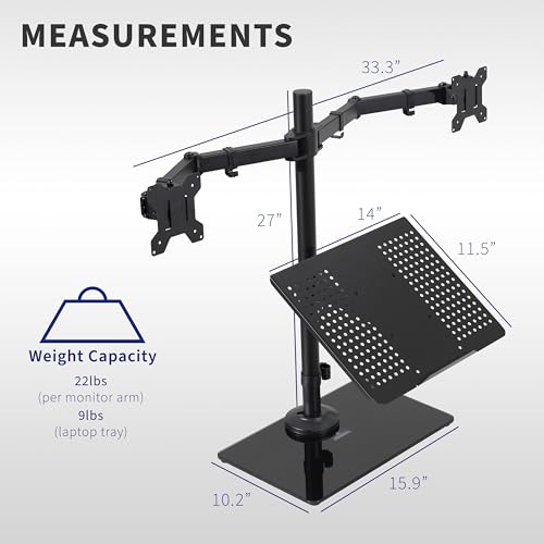VIVO Dual Monitor and Laptop Stand with Glass Base