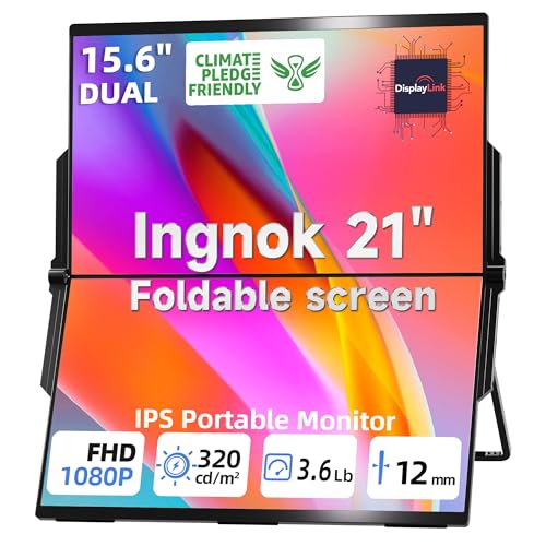 Ingnok 15.6" Dual Folding Monitor with Speakers