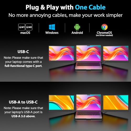 QQH 14" Triple Portable Monitor Screen Extender