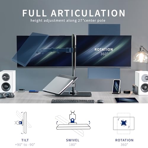 VIVO Dual Monitor and Laptop Stand with Glass Base