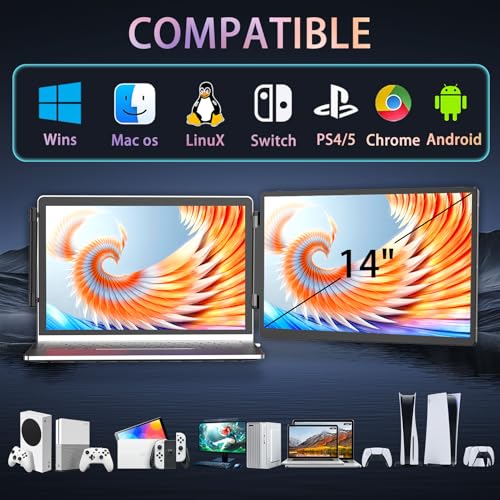 14" Dual Laptop Screen Extender Portable Monitor