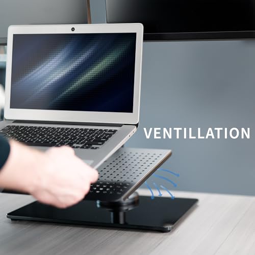 VIVO Dual Monitor and Laptop Stand with Glass Base