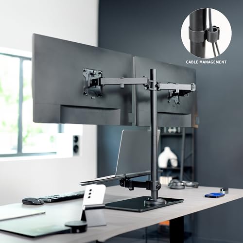 VIVO Dual Monitor and Laptop Stand with Glass Base