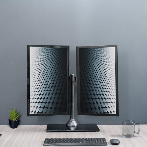 VIVO Dual Monitor Stand with Adjustable Glass Base
