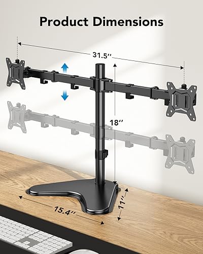 HUANUO Adjustable Dual Monitor Stand for 32-Inch Screens
