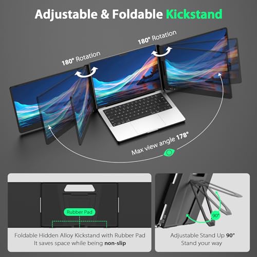 QQH 14" Triple Portable Monitor Screen Extender