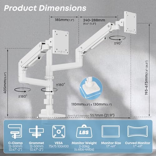 Premium Dual Monitor Arm for Ultrawide Screens