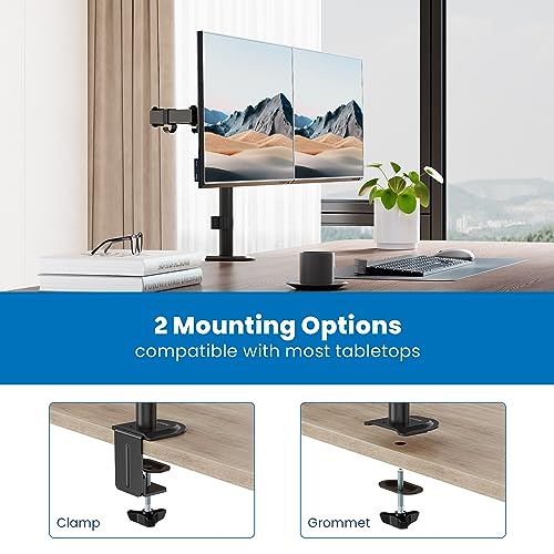 Dual Monitor Mount with Adjustable Arms for 32” Screens