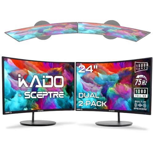 Kado 24" Dual Curved Monitor Setup with Speakers