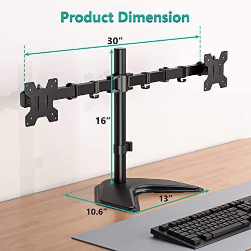 Dual LCD Monitor Desk Mount – Adjustable, Black