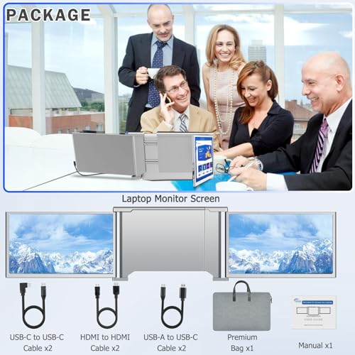 14" FHD Laptop Screen Extender - Triple Monitor Solution