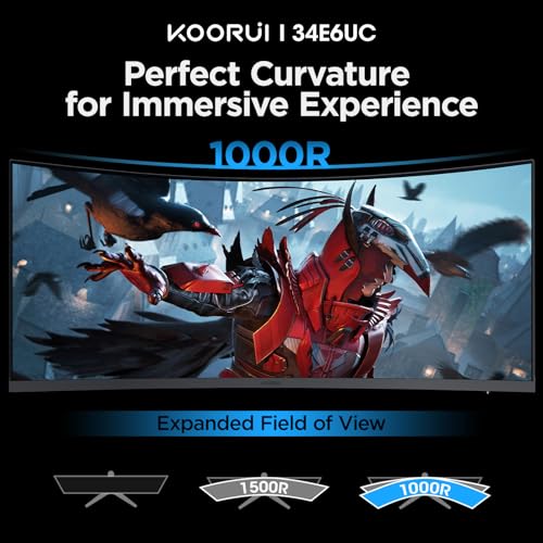 KOORUI 34" Ultrawide Curved Gaming Monitor, 165Hz