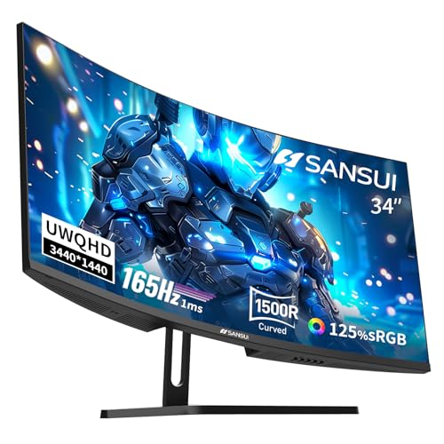 SANSUI 34-Inch 165Hz Curved Gaming Monitor