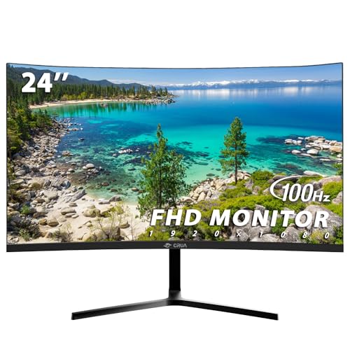 CRUA 24" Curved FHD Monitor with 100Hz Refresh