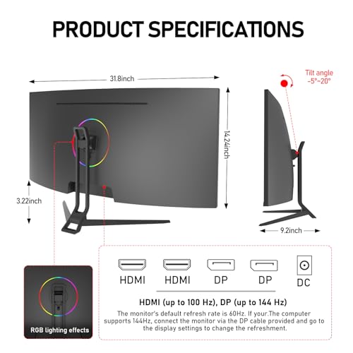 Gawfolk 34" Ultrawide 144Hz Curved Gaming Monitor