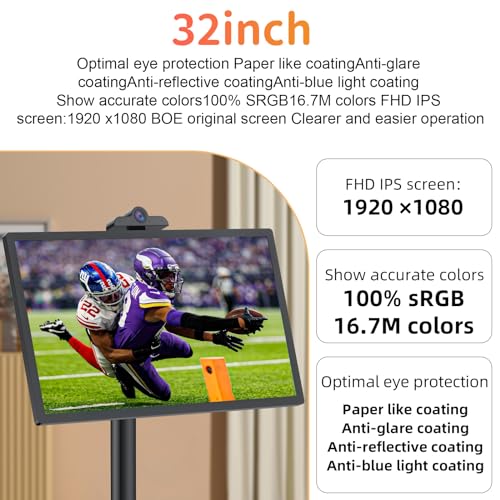 Pikiu 32" Smart Touchscreen Portable TV on Wheels