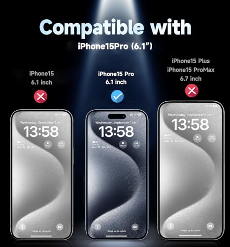 iPhone 15 Pro Tempered Glass Screen Protectors - 2 Pack