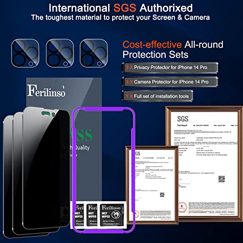 Ferilinso iPhone 14 Pro Privacy Screen Protector Pack