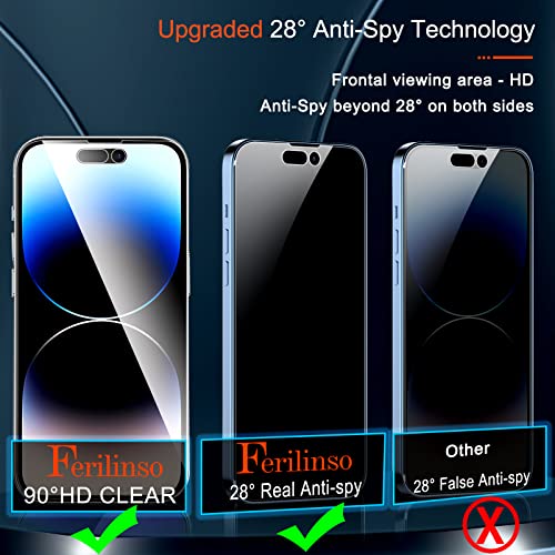 Ferilinso iPhone 14 Pro Privacy Screen Protector Pack